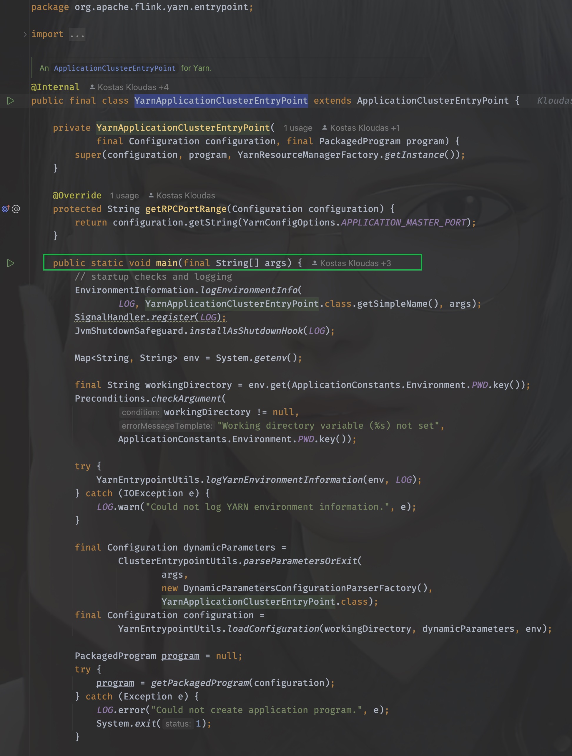 YarnApplicationClusterEntryPoint